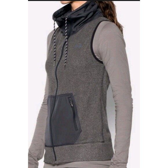 Under Armour Vest UA Womens Medium Survivor Hybrid Cold Gear Full Zip Gray Black - Picture 15 of 15